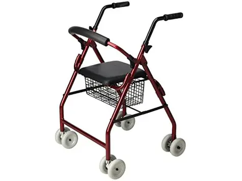 Andador con Asiento de Aluminio para Ancianos: Roler con 4 Ruedas