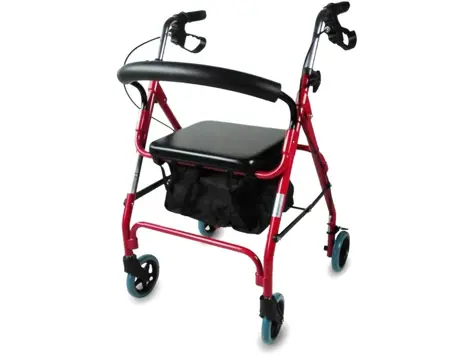 Andador Mobiclinic Sinagoga, 4 ruedas, plegable, Rojo