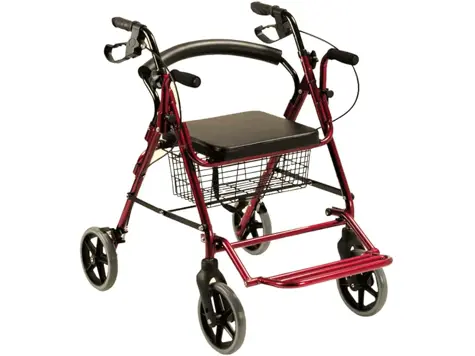 Andador Rollator y Silla de Ruedas para Ancianos 2 en 1, Rojo