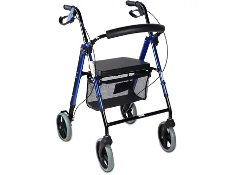 Andador Mobiclinic Hércules: Rollator aluminio azul - Ligero, plegable, con asiento y cesta