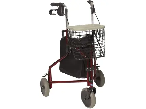 Andador Invacare Delta de 3 ruedas, granate - ¡Movilidad y estilo!