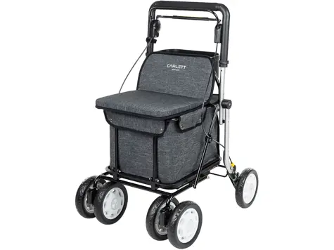 Andador Carlett con Asiento - Carro Compra 4 Ruedas Plegable - Modelo Assist, Gris.