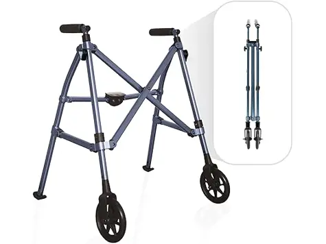 Andador plegable para adultos con ruedas, azul cobalto