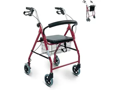 Andador Mobiclinic® 4 ruedas, plegable y ligero, con frenos y asiento