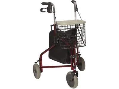 Andador Invacare Delta de 3 ruedas, granate - ¡Movilidad y estilo!