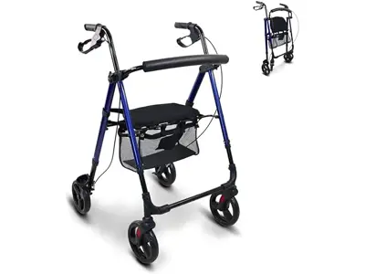 Andador plegable para adultos con asiento y ruedas, Mobiclinic