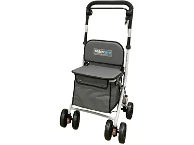 Carro de la Compra con Asiento Gris | Andador Plegable Aluminio - 4 Ruedas | Bolsa Portaobjetos 20L