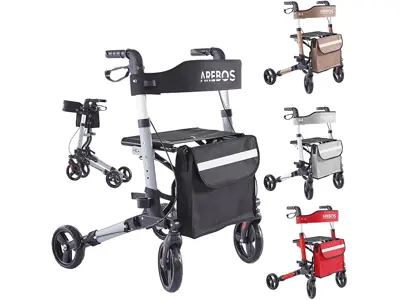 Arebos Caminador Aluminio con Ruedas | 136 kg | Altura regulable | Soporte bastón