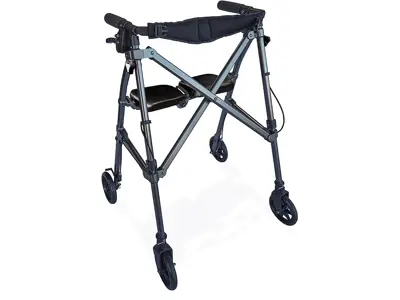 Andador Rollator plegable con freno y asiento - Negro