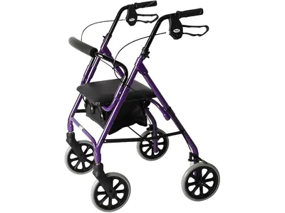 Andador Ligero y Plegable con Asiento Acolchado - Morado