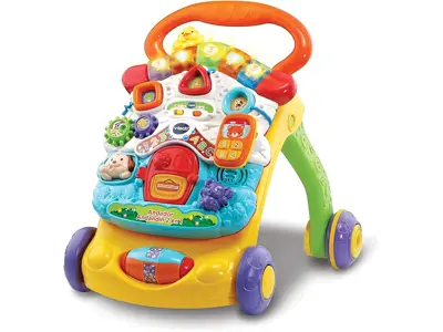 Andador VTech 2 en 1: música, luces, patas plegables